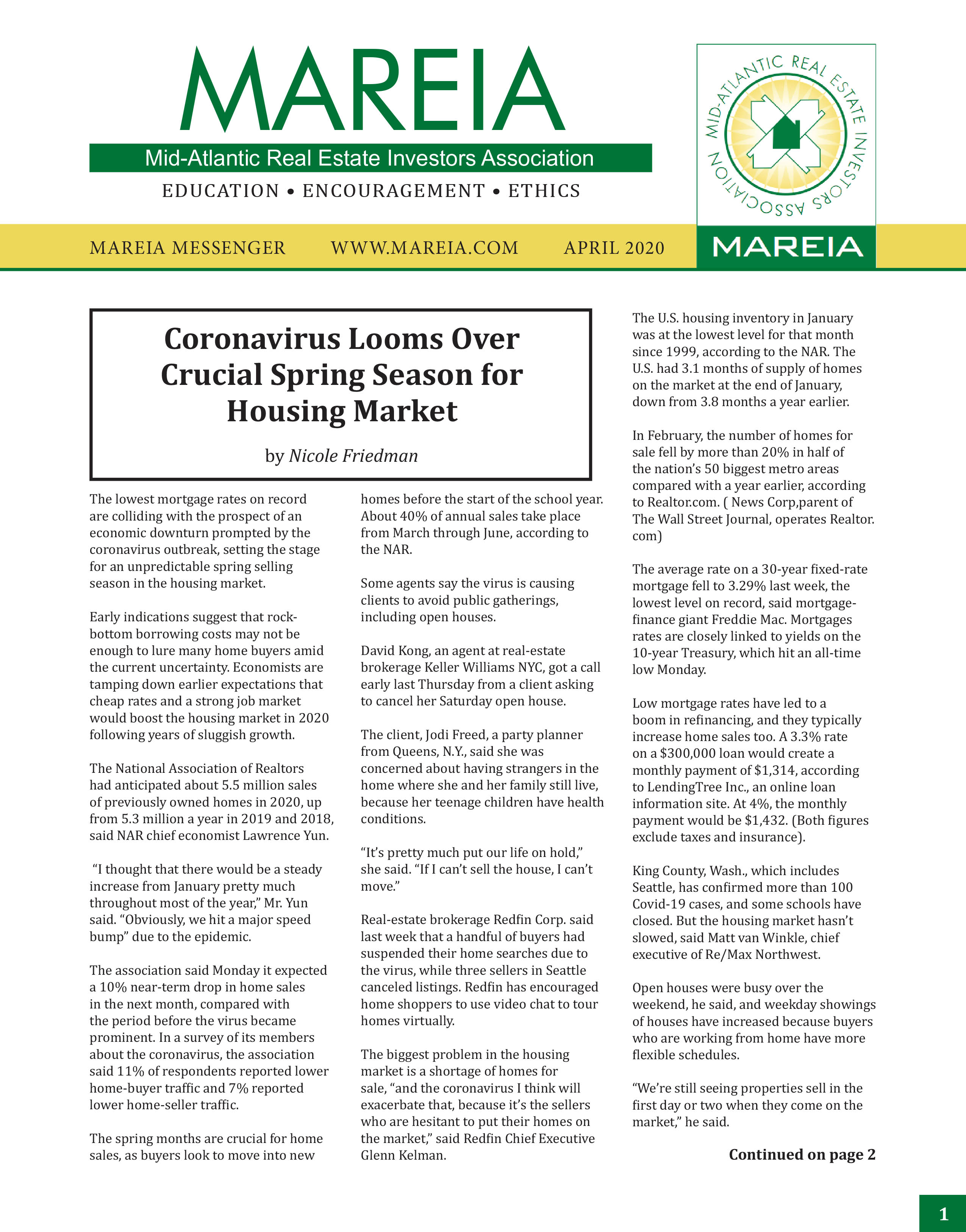 MAREIA Newsletter April 2020